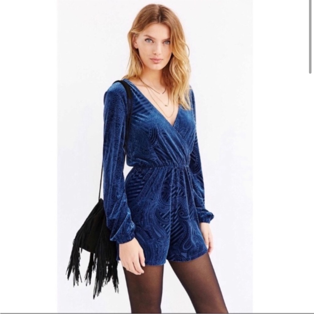 Ècote Velvet Romper Urban Outfitters